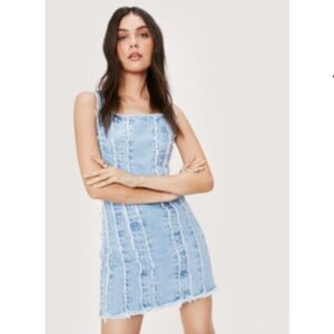 Nasty Gal Frayed Seam Detail Denim Mini Dress